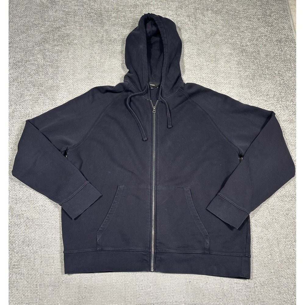 Vince Sweatshirt Mens XL Black Hoodie Full Zip Cotton Casual Adult Read